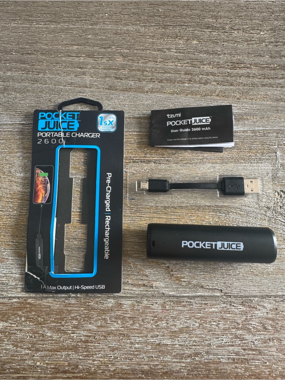 PocketJuice 2600mAh Portable Charger Power Bank - Black